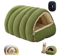 XKrmp Cozy Cocoon Dog Bed & Cat Bed Cave - Plush Hooded Pet Bed with Anti-Slip Bottom, Washable Dog Bed for Calming Indoor Cats and Small Breeds (Green,S)