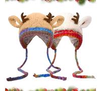 XKrmp Creative Antler Hat & Handbag Combo - Christmas Reindeer Themed Knitted Beanie, Cozy and Windproof for Winter Gifts (Mixed)