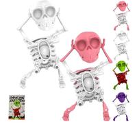 XKrmp Dancing and Swinging 3D Skull Toy - Skeleton Dancing and Swinging Clockwork, Ideal for Halloween Party Favors, Office Desk Toys, and Collector Toy Figures (Mixed#4)
