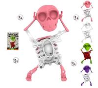 XKrmp Dancing and Swinging 3D Skull Toy - Skeleton Dancing and Swinging Clockwork, Ideal for Halloween Party Favors, Office Desk Toys, and Collector Toy Figures (Pink)