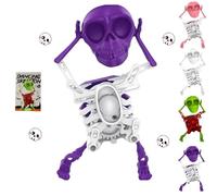 XKrmp Dancing and Swinging 3D Skull Toy - Skeleton Dancing and Swinging Clockwork, Ideal for Halloween Party Favors, Office Desk Toys, and Collector Toy Figures (Purple)