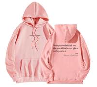 XKrmp Dear Person Behind Me Hoodie You are Enough Sweatshirt Aesthetic Trendy Fleece Pullover Kindness Graphic Hooded Top (Pink,S)