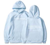XKrmp Dear Person Behind Me Hoodie You are Enough Sweatshirt Aesthetic Trendy Fleece Pullover Kindness Graphic Hooded Top (Blue,3TG)