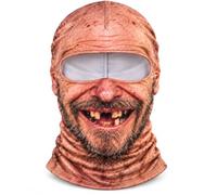 XKrmp Funny Old Man Ski Mask, Realistic Face Balaclava for Adults | Polyester Face Cover • Grandpa-Style Wrinkle & Mustache Print • Skiing, Snowboarding & Party Photos