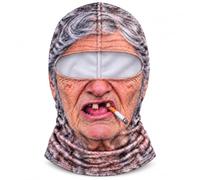XKrmp Funny Old Man Ski Mask, Realistic Face Balaclava for Adults | Polyester Face Cover • Grandpa-Style Wrinkle & Mustache Print • Skiing, Snowboarding & Party Photos