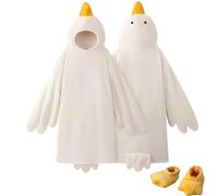 XKrmp Goose Wearable Blanket Hoodie Onesie, Funny Duck Costume Pajamas with Sleeves, Thicken Cozy Oversized Hooded Sleeping Bag Plush Loungewear for Birthday Gift (White,Grand)