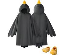 XKrmp Goose Wearable Blanket Hoodie Onesie, Funny Duck Costume Pajamas with Sleeves, Thicken Cozy Oversized Hooded Sleeping Bag Plush Loungewear for Birthday Gift (Black,M)