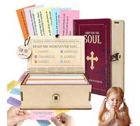 XKrmp Handmade Wooden Bible Verses Box - 150 Mapped Bible Verse Cards for Daily Scripture, Perfect Catholic Gifts for Men & Women, Prayer Board Supplies with Write-On Cards