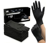 XKrmp Heavy Duty 6 Mil Nitrile Gloves - Disposable Latex Free Gloves for Mechanics, Automotive & Industrial Use, Rubber Gloves for Cooking Food Prep & Cleaning, Powder Free (100Pcs,Black)