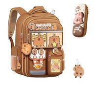 XKrmp Large Cute Capybara Backpack for School - Kawaii Bookbag with Lunch Compartment & Padded Straps | Capybara School Supplies Gift for Kids Boys Girls