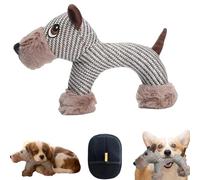 XKrmp Linen Safari Squeaky Dog Toys for Small Medium Breeds - Durable Plush Chew Toy with Crinkle Sound for Teething & Anxiety Relief - Soft Natural Texture for Interactive Fetch Play (A)