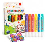 XKrmp Popcorn Pens Puffy 3D Art Set, 6-Color Heat-Activated Bubble Markers (1 Set)