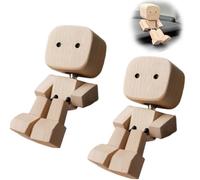 XKrmp Shaking Wooden Man Doll, Wooden Figure That Sways, Shake Your Feet Happily Wood Toy, Little Handmade Wood Car Desktop Decoration, Gifts for Wife Daughter (#4)