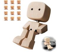XKrmp Shaking Wooden Man Doll, Wooden Figure That Sways, Shake Your Feet Happily Wood Toy, Little Handmade Wood Car Desktop Decoration, Gifts for Wife Daughter (#7)