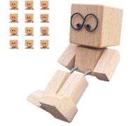 XKrmp Shaking Wooden Man Doll, Wooden Figure That Sways, Shake Your Feet Happily Wood Toy, Little Handmade Wood Car Desktop Decoration, Gifts for Wife Daughter (#6)