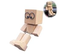XKrmp Shaking Wooden Man Doll, Wooden Figure That Sways, Shake Your Feet Happily Wood Toy, Little Handmade Wood Car Desktop Decoration, Gifts for Wife Daughter (#2)