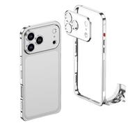XKrmp Ultra-Thin Metal Frame Heat Dissipation Case with Lens Protector for iPhone Series - Slim Hard Titanium Shockproof Design & Detachable Metal Lens Cover Seahorse Buckle (#6,for IPhone 16)