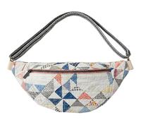 XKrmp Vintage-Inspired Patchwork Sling Bag, Bohemian Quilted Fabric Crossbody Shoulder Bag with Adjustable Strap (E)