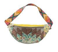 XKrmp Vintage-Inspired Patchwork Sling Bag, Bohemian Quilted Fabric Crossbody Shoulder Bag with Adjustable Strap (A)