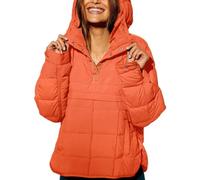 XKrmp Women's Quilted Sweatshirt Warm Pullover Puffer Jacket with Deep Pockets Side Slit,Half Button Winter Hoodie Coat (G,TTG)