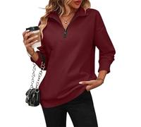 XKrmp Women's Zip-Up Dropped Shoulder Sweatshirt, Dropped Shoulder Half Zip, Long Sleeves Hoodless Sweater for Fashion Wear (Style#10,S)
