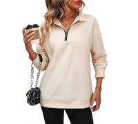 XKrmp Women's Zip-Up Dropped Shoulder Sweatshirt, Dropped Shoulder Half Zip, Long Sleeves Hoodless Sweater for Fashion Wear (Style#9,M)