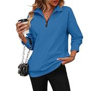 XKrmp Women's Zip-Up Dropped Shoulder Sweatshirt, Dropped Shoulder Half Zip, Long Sleeves Hoodless Sweater for Fashion Wear (Style#11,M)