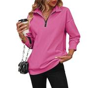 XKrmp Women's Zip-Up Dropped Shoulder Sweatshirt, Dropped Shoulder Half Zip, Long Sleeves Hoodless Sweater for Fashion Wear (Style#5,Grand)