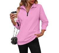 XKrmp Women's Zip-Up Dropped Shoulder Sweatshirt, Dropped Shoulder Half Zip, Long Sleeves Hoodless Sweater for Fashion Wear (Style#3,M)