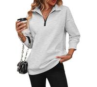 XKrmp Women's Zip-Up Dropped Shoulder Sweatshirt, Dropped Shoulder Half Zip, Long Sleeves Hoodless Sweater for Fashion Wear (Style#7,TTG)