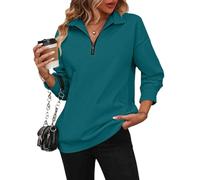 XKrmp Women's Zip-Up Dropped Shoulder Sweatshirt, Dropped Shoulder Half Zip, Long Sleeves Hoodless Sweater for Fashion Wear (Style#2,M)