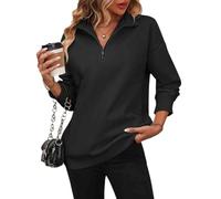 XKrmp Women's Zip-Up Dropped Shoulder Sweatshirt, Dropped Shoulder Half Zip, Long Sleeves Hoodless Sweater for Fashion Wear (Style#6,TG)
