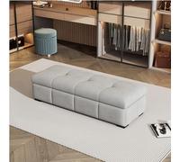 XKSJCDR Long Tabouret, Banc for Changer De Chaussures, Rangement Grande Capacité, Bords Arrondis, Mousse Résiliente Haute Densité, Idéal for Le Salon Ou Le Dressing(Light Gray,31.4x17.7in)