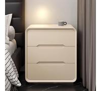 XKSJCDR Table De Chevet À Trois Tiroirs, Table De Chevet Moderne, Construction en Panneaux Épais, Surface Lisse, Poignées Rainurées, Convient Aux Chambres À Coucher Et Aux Salons(Beige,50cm/19.6in)