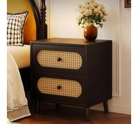 XKSJCDR Table De Chevet en Bois Massif,Meuble De Rangement Compact,Tiroirs À Glissières Silencieuses,Tiroirs Grande Capacité,Finition en Cuir Écologique Cat Claw,Usage Domestique(Black,L 45cm/17.7in)