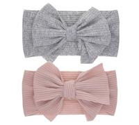XKSOCT 2 Pièces Bandeaux Pour Bébé,Bébé Fille Bandeau,Bandeaux Accessoire Cheveux Bebe Fille,Serre Tete Bebe Fille,Bandeaux Bandeau Bebe Fille Arc élastiques,Bébés Coffret Cadeau