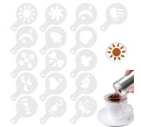 XKSOCT Saupoudreuse Cacao 16 pièces,Boîte à Saupoudrer Sucre Glace Farine,Tamis Cuisine Inox pour Décoration Latté Pâtisserie avec Cuillère Stylo Barista et Pochoirs pour Café Cappuccino