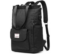 Xku Sac à Dos pour Ordinateur Portable Sacs pour Femmes 15,6 Pouces 3 Façons De Transporter Un Sac à Bandoulière D’école, Black, L 28X12X40cm