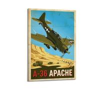 XKUGA A-36 Poster Bomber en plongée Apache Seconde Guerre mondiale - Impression sur toile moderne - Décoration murale idéale pour famille, cave, salle de jeux, chambre de garçons et de filles - 60 x