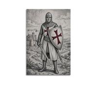 XKUGA Impression sur toile représentant un chevalier templier, château, armure, paladin, médiéval moderne, décoration murale idéale pour famille, cave, salle de jeux, chambre de garçons et de filles