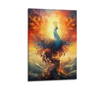 XKUGA Poster animal mythique - Phénix chinois - Impression sur toile - Décoration murale moderne pour chambre à coucher - 30 x 45 cm