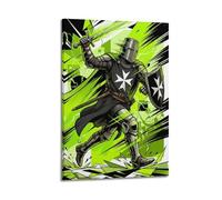 XKUGA Poster d'anime Hospitaller Knight Medieval Sword Charge Paladin - Impression sur toile moderne - Décoration murale idéale pour famille, cave, salle de jeux, chambre de garçons et de filles - 50