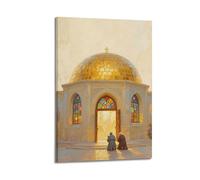XKUGA Poster d'architecture religieuse représentant la cathédrale byzantine et la croix tachée - Décoration murale moderne sur toile pour chambre à coucher (60 x 90 cm)