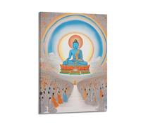 XKUGA Poster d'art religion The Buddha And The Followers of Bouddhism - Peinture sur toile et image d'art moderne pour chambre à coucher - 40 x 60 cm