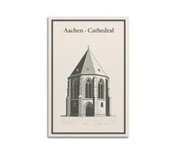 XKUGA Poster de voyage rétro - Impression sur toile de la cathédrale d'Aix-la-Chapelle - Décoration murale moderne pour chambre à coucher - 40 x 60 cm