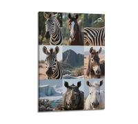 XKUGA Poster décoratif sur toile pour chambre à coucher - Motif animaux sauvages africains, rhinocéros et zèbre (60 x 90 cm)
