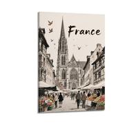 XKUGA Poster décoratif sur toile représentant la cathédrale de Strasbourg de France et le voyage - Poster mural moderne pour chambre à coucher - 40 x 60 cm