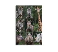 XKUGA Poster décoratif sur toile représentant la faune africaine, zèbre, girafe, rhinocéros, affiches et impression d'art moderne pour chambre à coucher (40 x 60 cm)