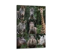 XKUGA Poster décoratif sur toile représentant la faune africaine, zèbre, girafe, rhinocéros, affiches et impression d'art moderne pour chambre à coucher (30 x 45 cm)