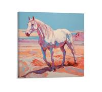 XKUGA Poster décoratif sur toile représentant un cheval blanc et une image d'art moderne pour chambre à coucher (30 x 30 cm)
